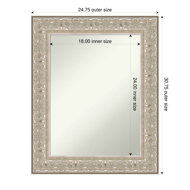 Luxe Non-Beveled Framed Wall Mirror - 25 x 31 in - Luxe Silver Cream