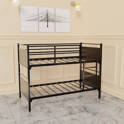 Onetan, Metal Bunk Bed, Heavy Duty Bed Frame with 2 in 1 Convertible Bunk Bed, Black