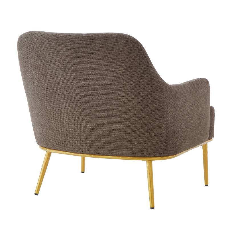 Christopher Knight Home - Modern Upholstered Armchair with Gold Metal Legs and Curved Backrest