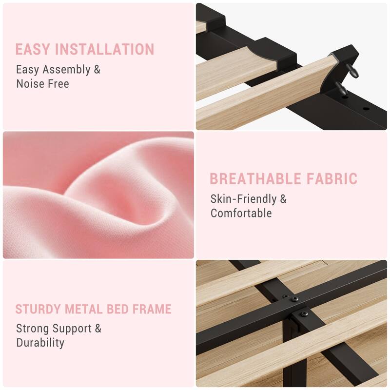 Bed Frame with Adjustable Headboard