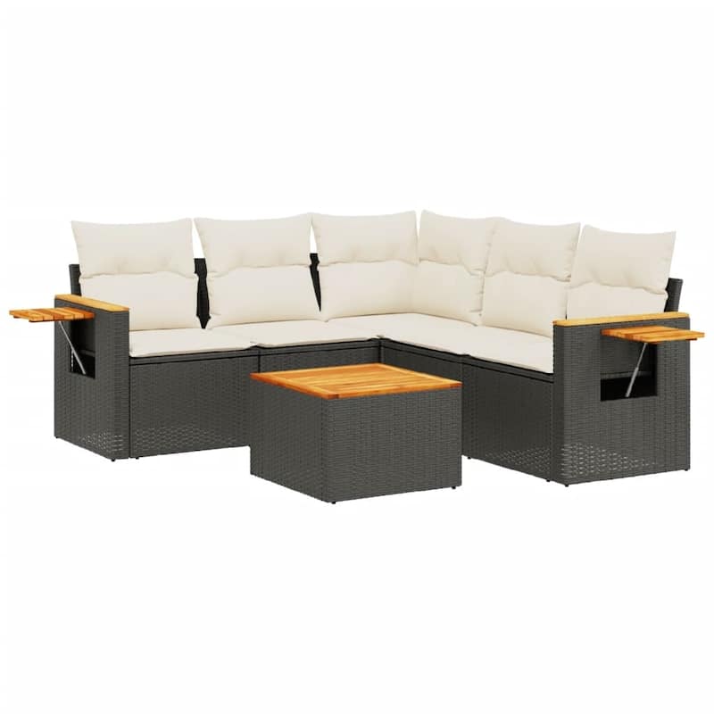 vidaXL Patio Sofa Set with Cushions Outdoor Conversation Furniture Poly Rattan