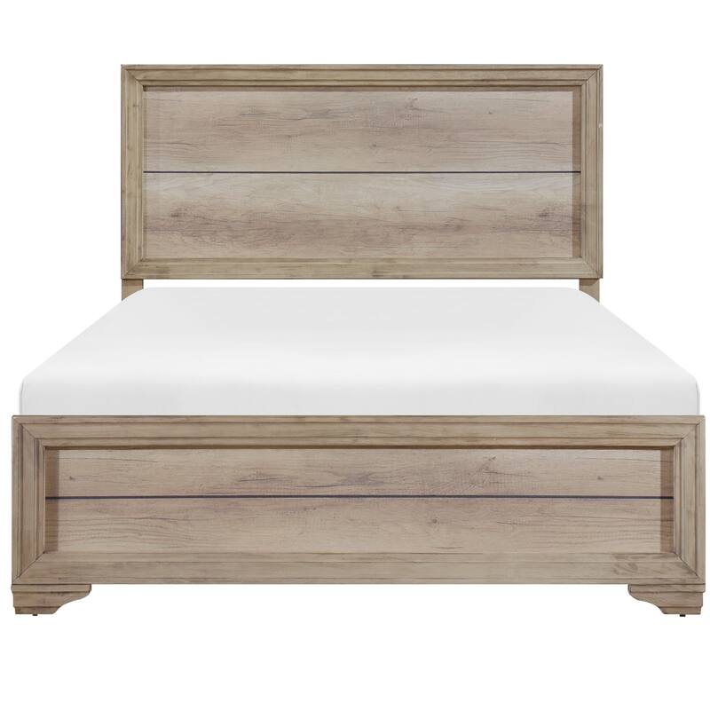 Twin Size Natural Finish Wooden Bed with Headboard and Footboard