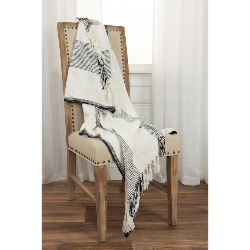 Rizzy Home Boho Stripe Woven Textured Cotton Throw