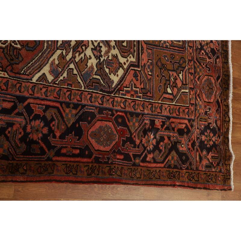 Hand Knotted Oriental 100% Wool Carpet Traditional Medallion Red Heriz Area Rug - 12' 9'' X 10' 0''