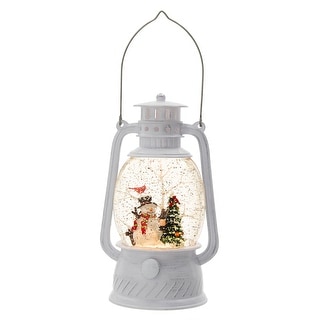 Christmas Plastic White Lantern With Snowman