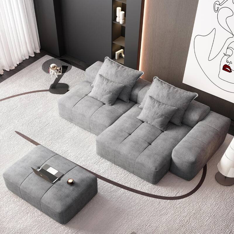 Modern 4 PCS DIY Combination Modular Sofa with Ottoman, Seat, Chaise Lounge, Armrest