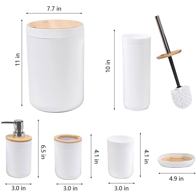 7 Pieces Bamboo Bathroom Accessories Sets