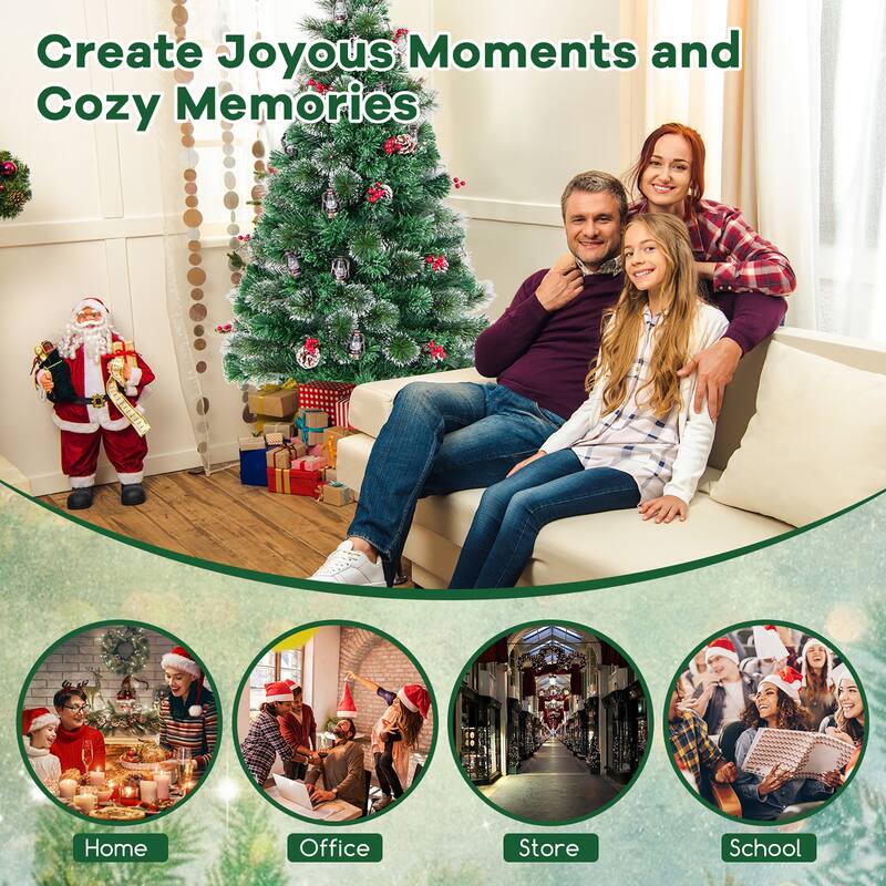 Gymax 5/6/7 FT Christmas Tree Artificial Xmas Tree w/ 8 Lighting Modes - See Details