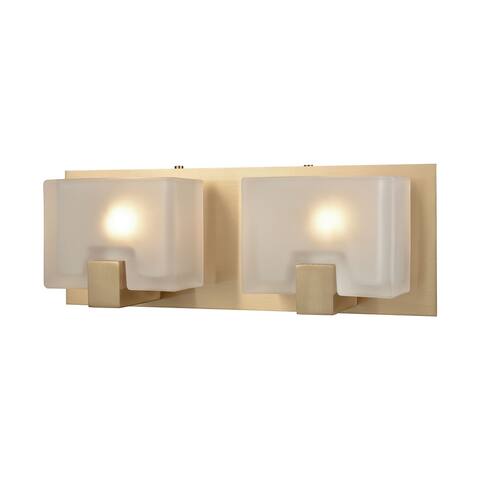 Ridgecrest 2-Light Vanity Sconce in Satin Brass with Frosted Cast Glass