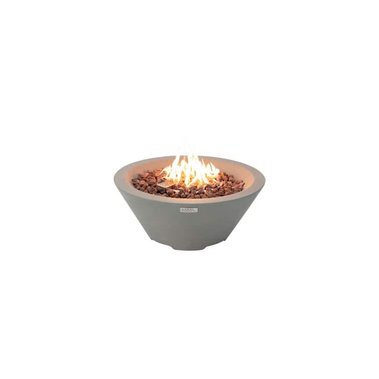 Portland 27" Round Concrete Fire Bowl by AMS Fireplace - Light Grey - Natural Gas