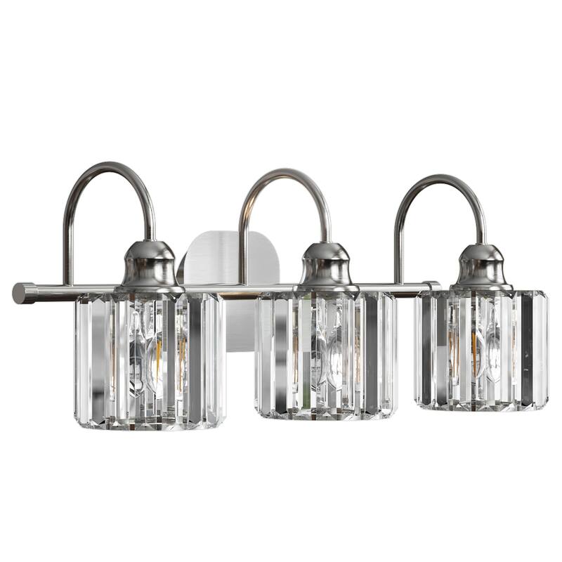 ExBrite Modern Rose Gold 1/2/3/4/5-light Bathroom Dimmable Crystal Vanity Lights Wall Sconces - 3-Lights - Silver