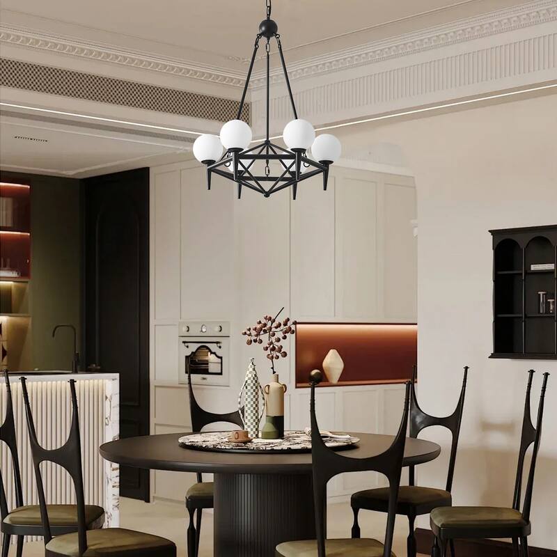 Dimmable 6 - Light Streamlined Modern Linear Chandelier - Matte Black