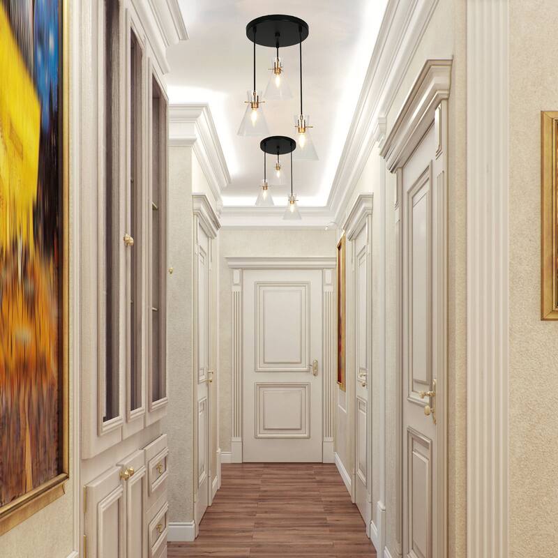 Modern Contemporary 3-light Flush Mount Ceiling Light Black Gold Linear Cluster Chandelier - 14.5''
