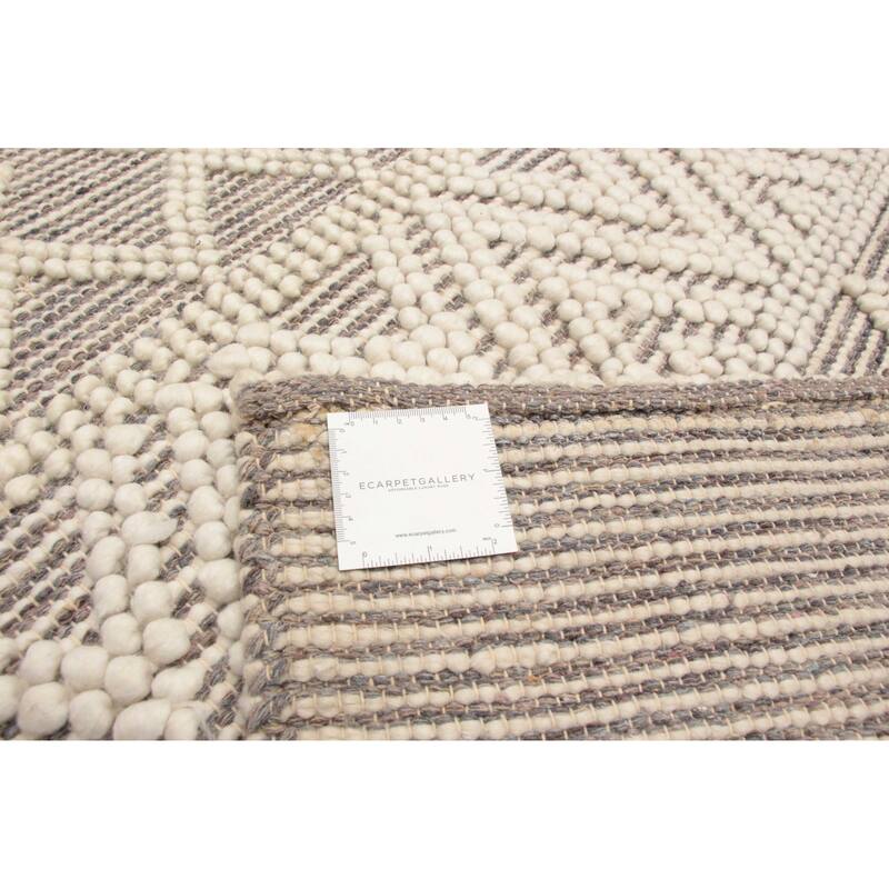 ECARPETGALLERY Braid weave Sienna Grey Wool Rug - 6'1 x 8'10