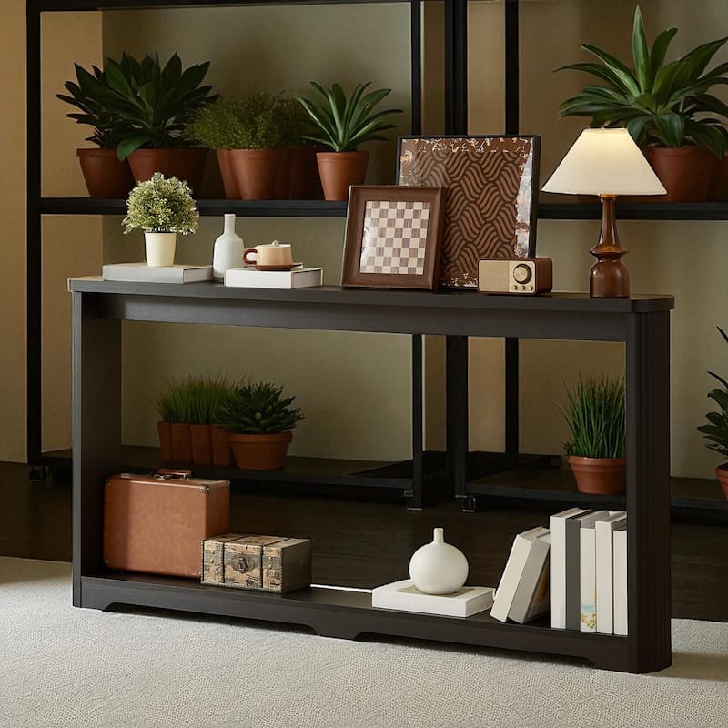 70.1" Modern Corrugated Console Table with Storage Shelf, Narrow Entryway Sofa Table for Hallway or Foyer