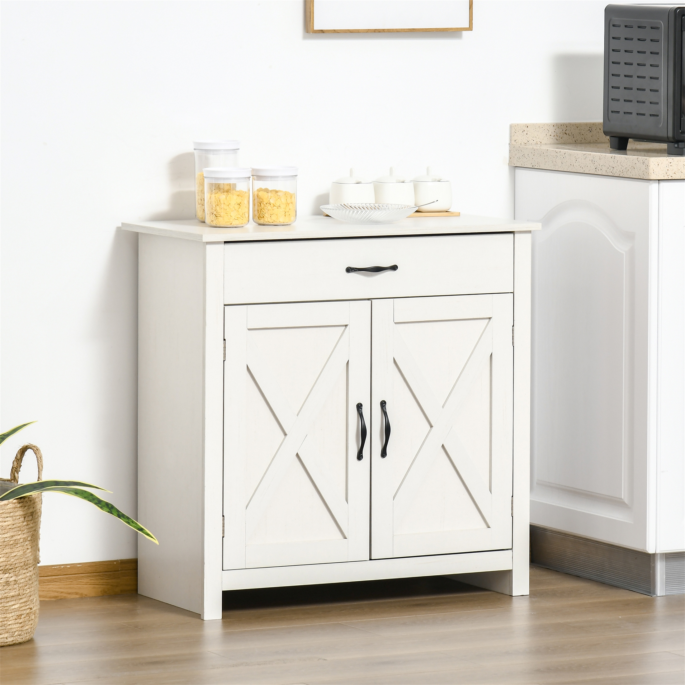 Farmhouse Sideboard Buffet Cabinet - White