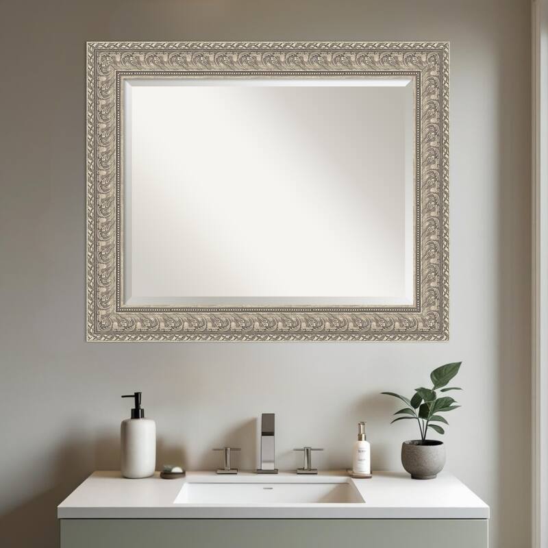 Sydney Silver Beveled Framed Bathroom Vanity Wall Mirror - Sydney Silver