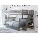 preview thumbnail 10 of 18, Woodland Staircase Bunk Bed with Twin Trundle in Grey Twin over Full