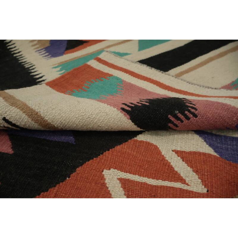 Hand Woven Oriental 100% Wool Carpet Southwestern Tribal Multi-Colored Kilim Area Rug - 8' 0'' X 5' 0''