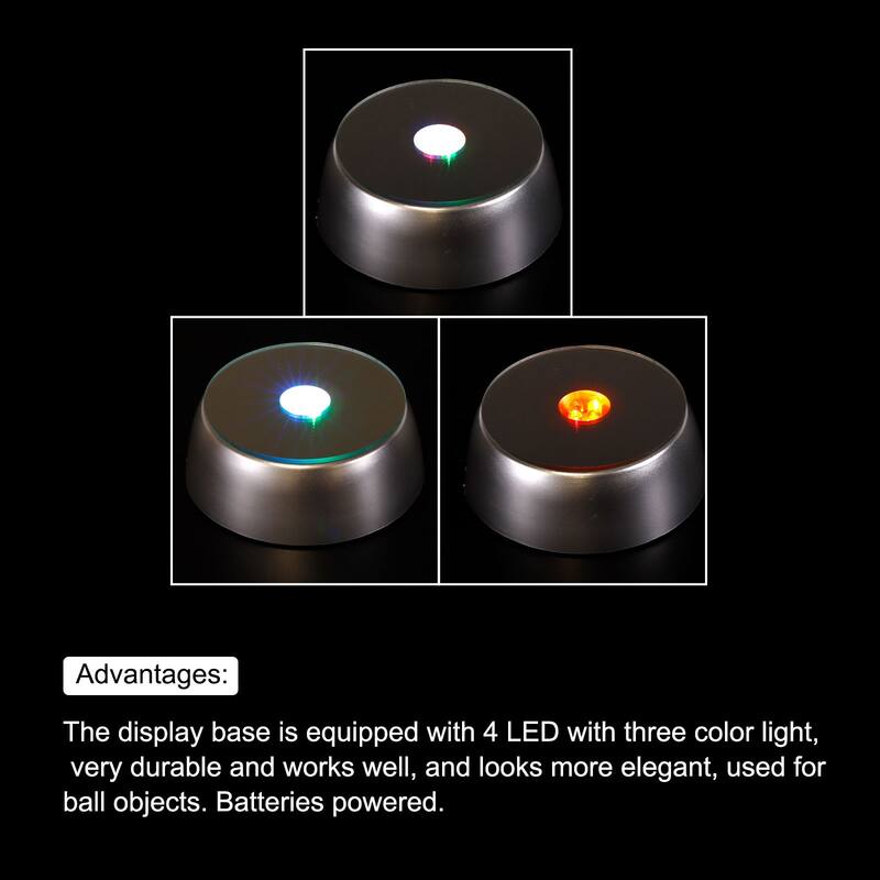 Crystal LED Displays Base Holders Powered by 3 AA Batteries 3 Color Light 3 Pcs