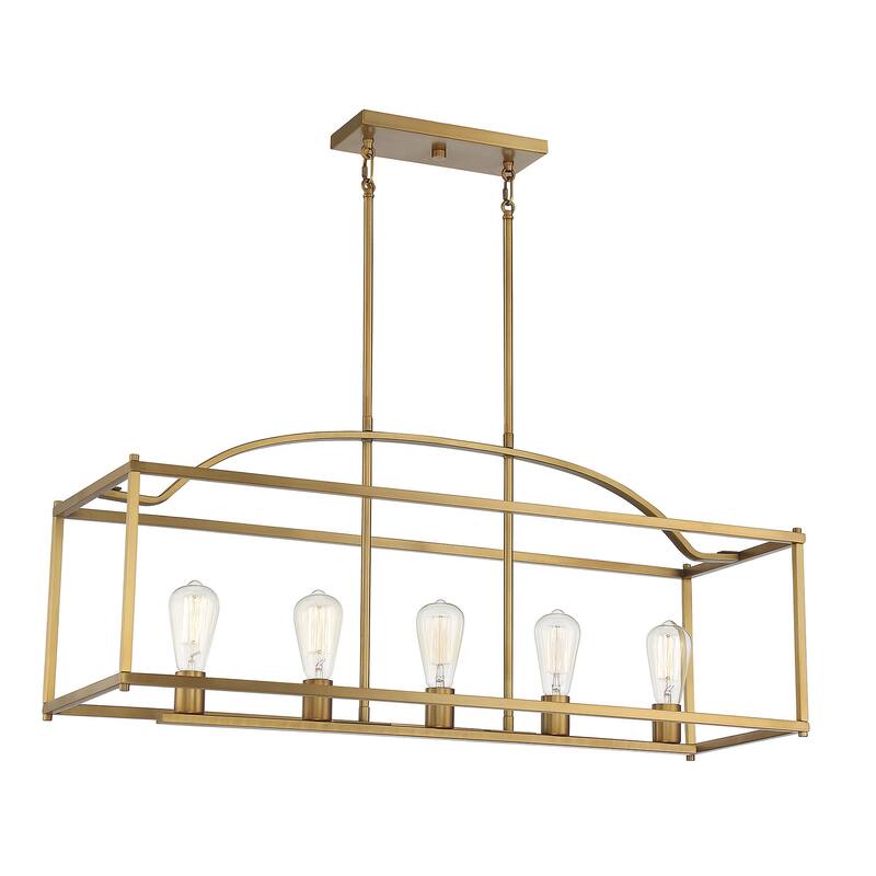 Savoy House Palladian 5 Light 12" Wide Linear Chandelier - Warm Brass