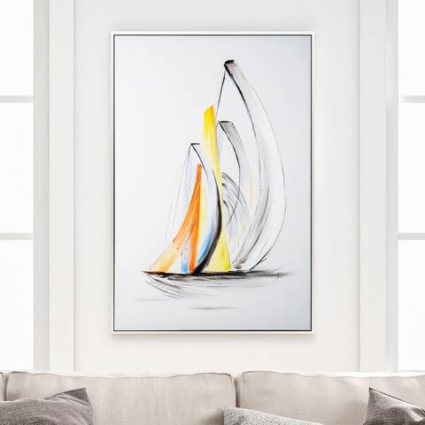 Schooner Winds Hand Painted Framed Canvas