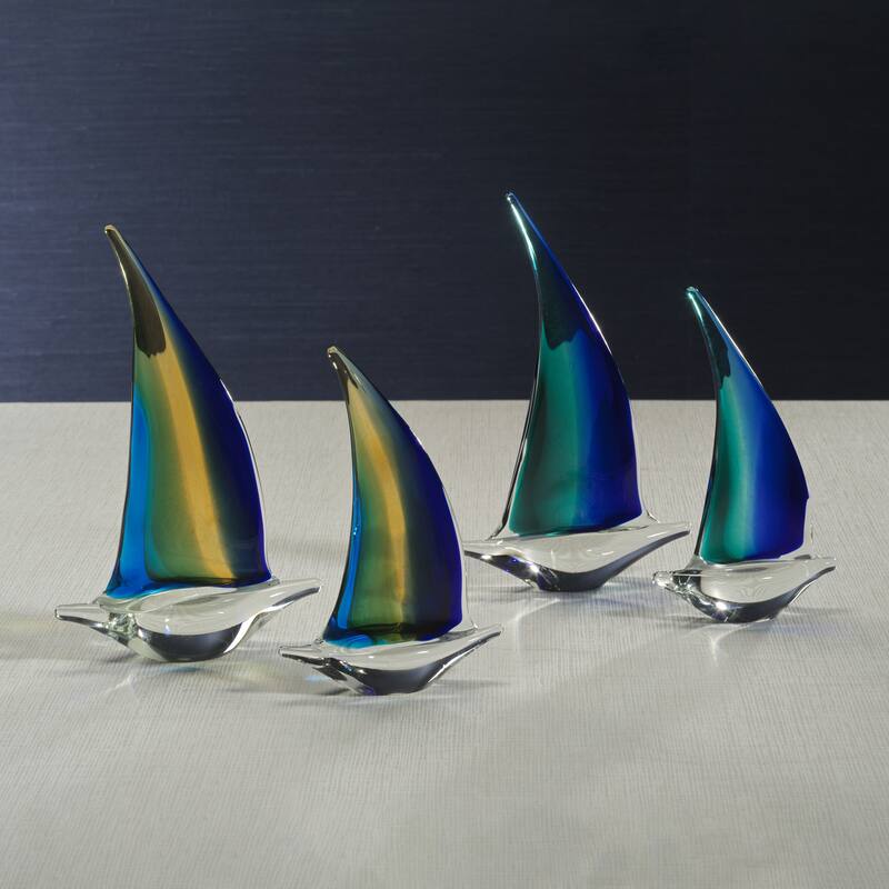 Marisol 2-Piece Assorted Set Decorative Glass Sailboats