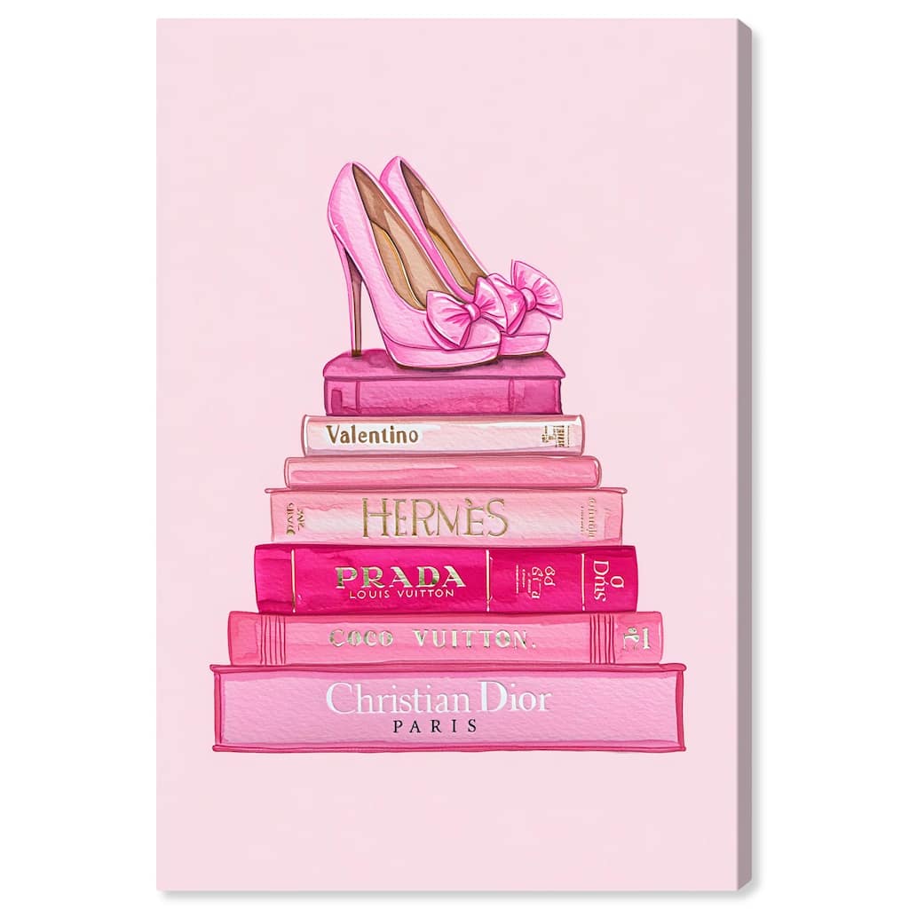 Fashion books in Pink Canvas by Art Remedy, Gallery Wrapped