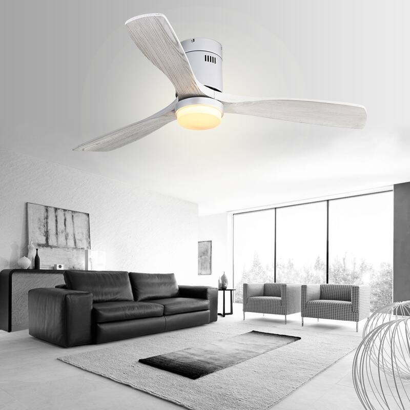 52 Inch Flush Mount Ceiling Fan With/without Light and Remote Modern Ceiling Fan Bedroom