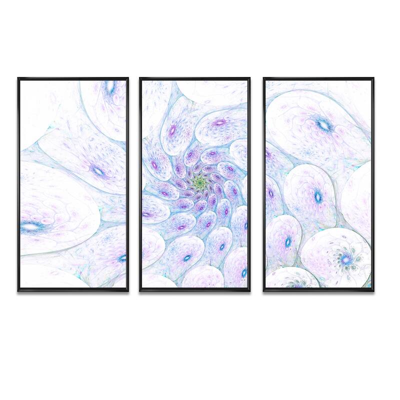 Designart "Cellular Pastel Spiral" Modern Framed Wall Art Set of 3 4