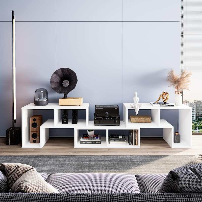 3 Pieces TV Stand Console Entertainment Center for TVs up To 65 Inch with Bookcase Shelves - 26.5" x 12" x 17" (L x W x H)