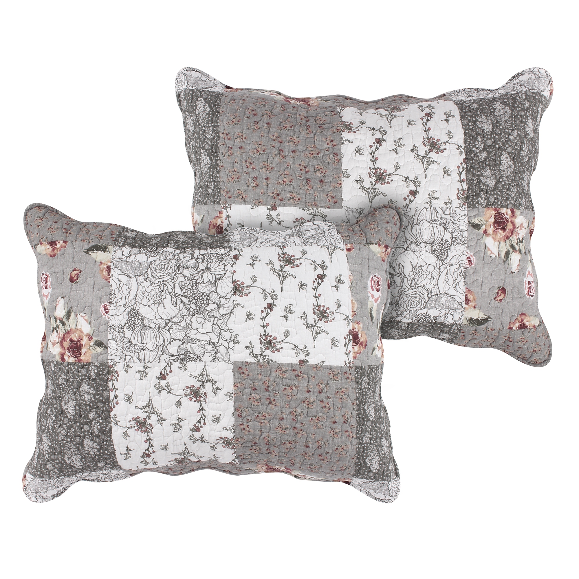 Gray quilted top pillow shams
