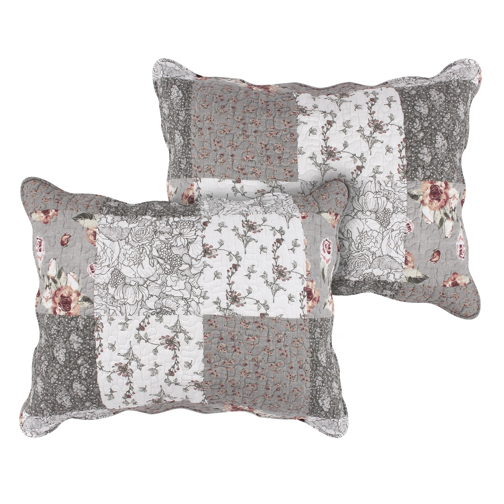 Gray quilted shop pillow shams