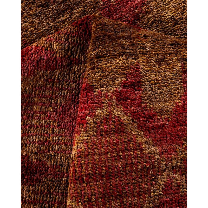 Overton Hand Knotted Wool Vintage Inspired Modern Contemporary Modern Brown Area Rug - 8' 0" x 9' 10"