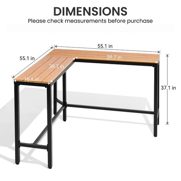 dimension image slide 13 of 14, Crestlive Products Patio Outdoor Rectangle Bar Table Combinable Pub Table