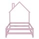 preview thumbnail 12 of 28, Twin Size Wood Bed Frame with House-shaped Headboard Floor bed with Fences