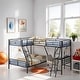 preview thumbnail 2 of 10, Twin over Full Bunk Bed with a Twin Size Loft Bed Attached, Metal Bed with a Desk, Kid's Friendly Bed with Guardrail, Black