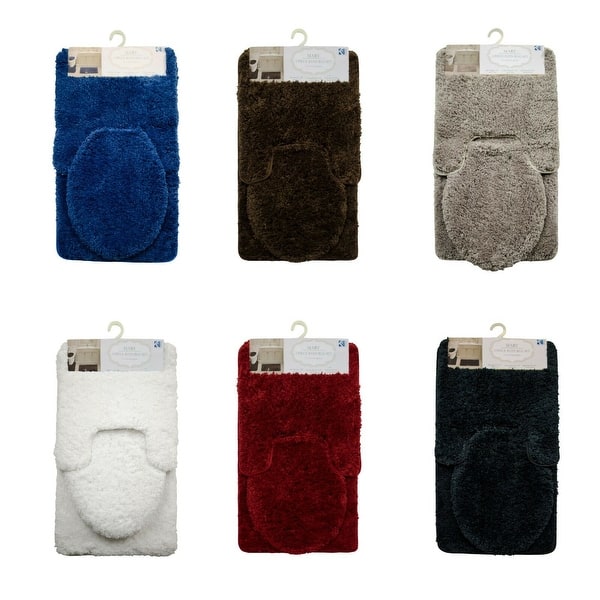 Hummingbird Floral 3-Piece Bathroom Rug Set - Bath Mat, U-Shaped Rug & Toilet Cover, Non-Slip & Absorbent