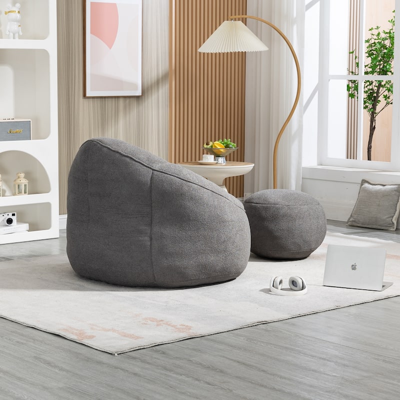 Indoor Bean Bag Sofa Chair with Padded Foam Padding, Footrest