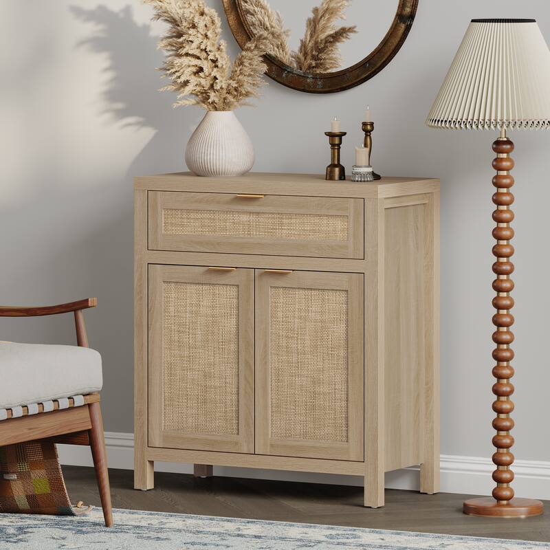 SICOTAS Farmhouse Sideboard Buffet Cabinet Set of 2 with Drawer - N/A