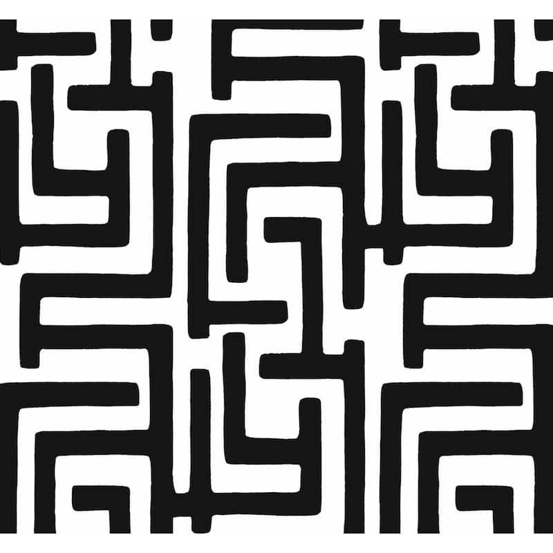 NextWall Graphic Maze Peel and Stick Wallpaper - 27 in. W x 18 ft. L - Black