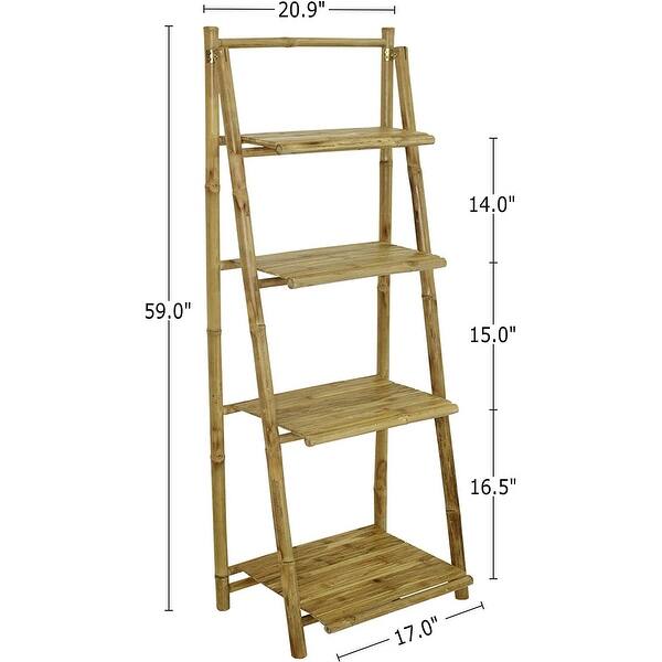 Hand Crafted Bamboo 4-tier Shelves Folding Book Case Cabinet - Bed Bath ...