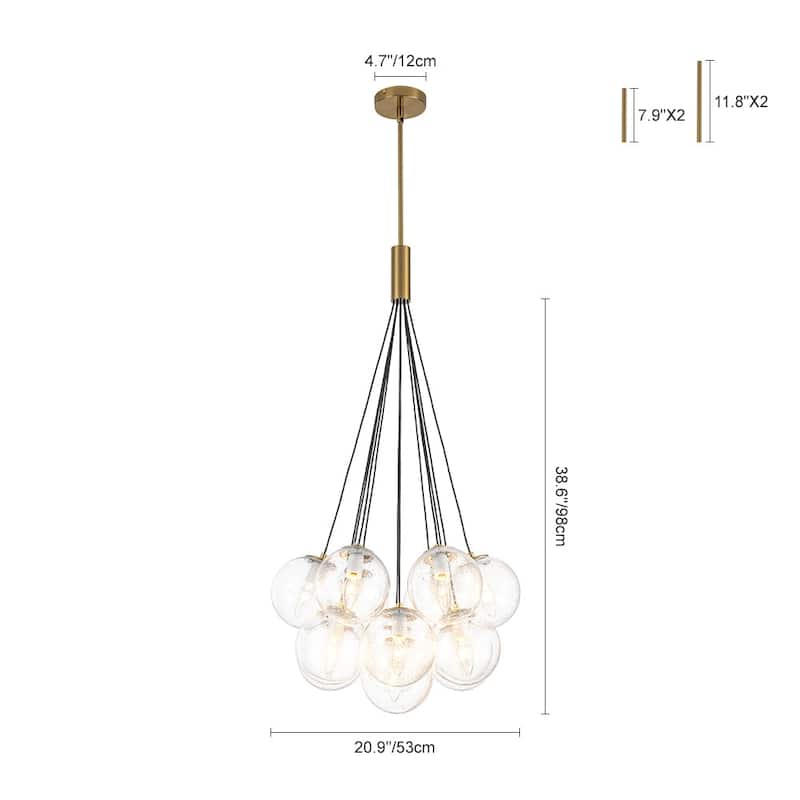 Glam 13-Light Clear Seeded Glass Soap Cluster Chandelier 21in