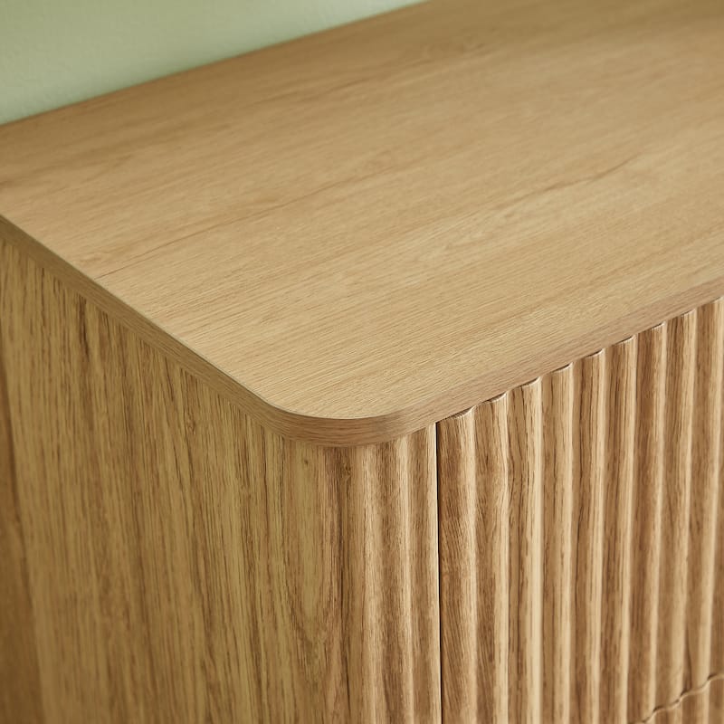 Anmytek Natural Wooden 6-Drawer Double Dresser with Wavy Drawers