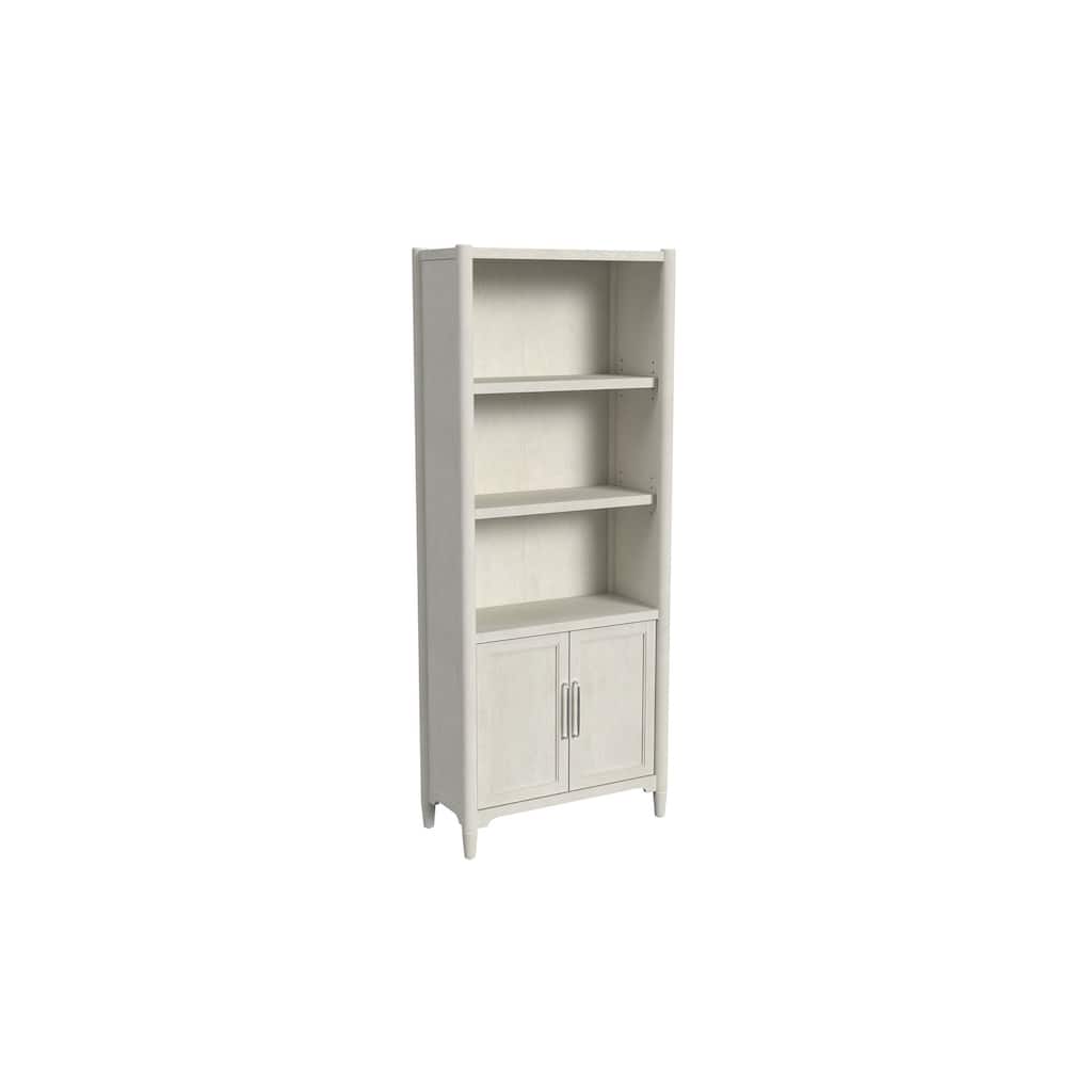 Modern Wood Bookcase with Doors, Office Shelving, Storage Cabinet, Fully Assembled, White