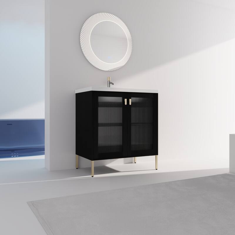 GDFStudio - Eliana Modern Freestanding Bathroom Vanity with Soft-Close Doors and Ceramic Sink
