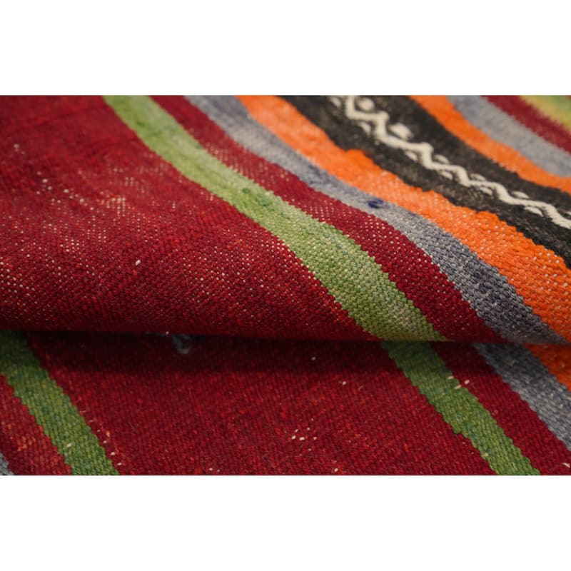Hand Woven Oriental 100% Wool Carpet Southwestern Tribal Multi-Colored Kilim Area Rug - 7' 5'' X 5' 3''