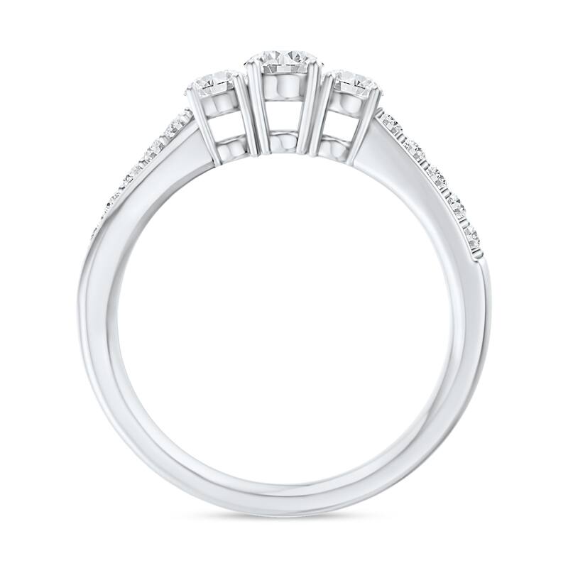 1/2ct TDW Diamond Three Stone Engagement Ring in 14K Gold for Women