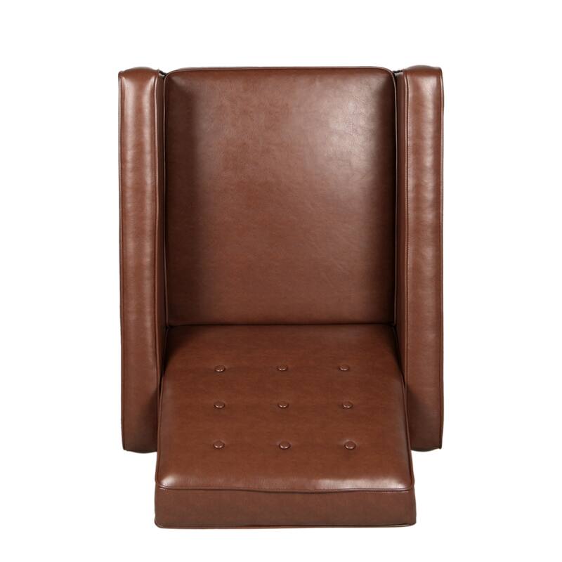 Mervynn Faux Leather Mid-Century Button Tufted Recliner by Christopher Knight Home