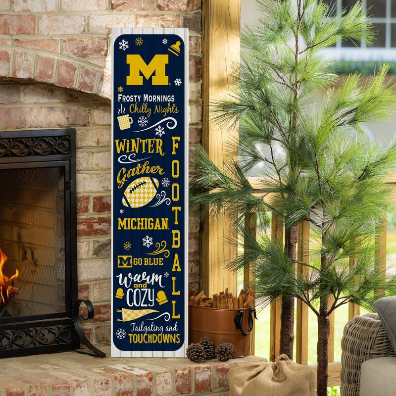 47" Double Sided Seasonal Porch Leaner, University Of Michigan - 47" x 11.25" - Winter
